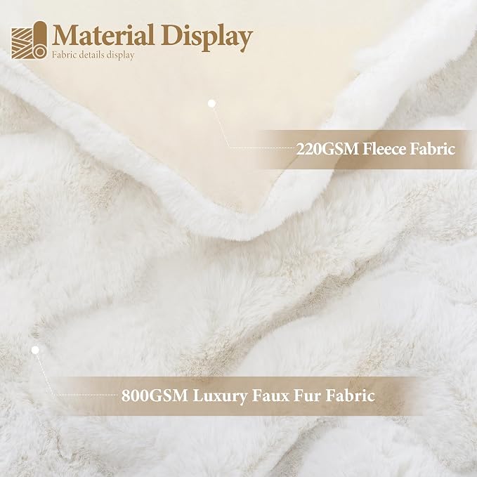 Luxury 1000GSM Faux Rabbit Fur Throw Blanket, Super Heavy Warm Cozy Blankets - Image 4