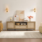 SICOTAS Rattan TV Stand for Living Room, Large Entertainment Center - Image 3