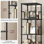 MAHANCRIS 5-Tier Rotating Bookshelf, Freestanding Corner Bookshelf, 360° - Image 8