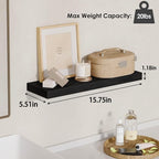 Fixwal Black Floating Shelves for Wall, Rustic Wood Shelves for Bathroom - Image 3