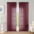 Sheer Curtains 84 Inches Long 2 Panels Set, Burgundy Sheer Curtain by OWENIE