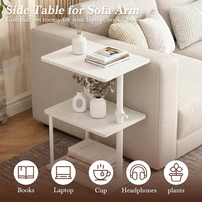 Faesun 360° Swivel Side Table for Height Adjustable, C Shaped End Table for - Image 5