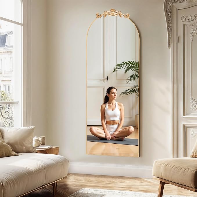 MISSDAY Vintage Baroque Full Length Mirror, Full Metal Frame Stand Up Retro - Image 3