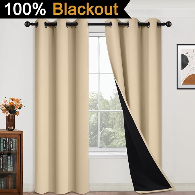 Yakamok Black 100% Blackout Curtains 84 Inches Long - Image 2