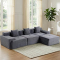 119'' Modular L-Shaped Boneless Sectional, Corduroy Deep Seat Cloud Sectional by WENTUM