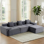119'' Modular L-Shaped Boneless Sectional, Corduroy Deep Seat Cloud Sectional by WENTUM