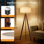 LEPOWER Wood Tripod Floor Lamp, Mid Century Standing Lamp, Modern Design - Image 3