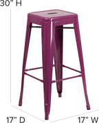 Flash Furniture Commercial Grade 30" High Backless Purple Indoor-Outdoor - Image 3