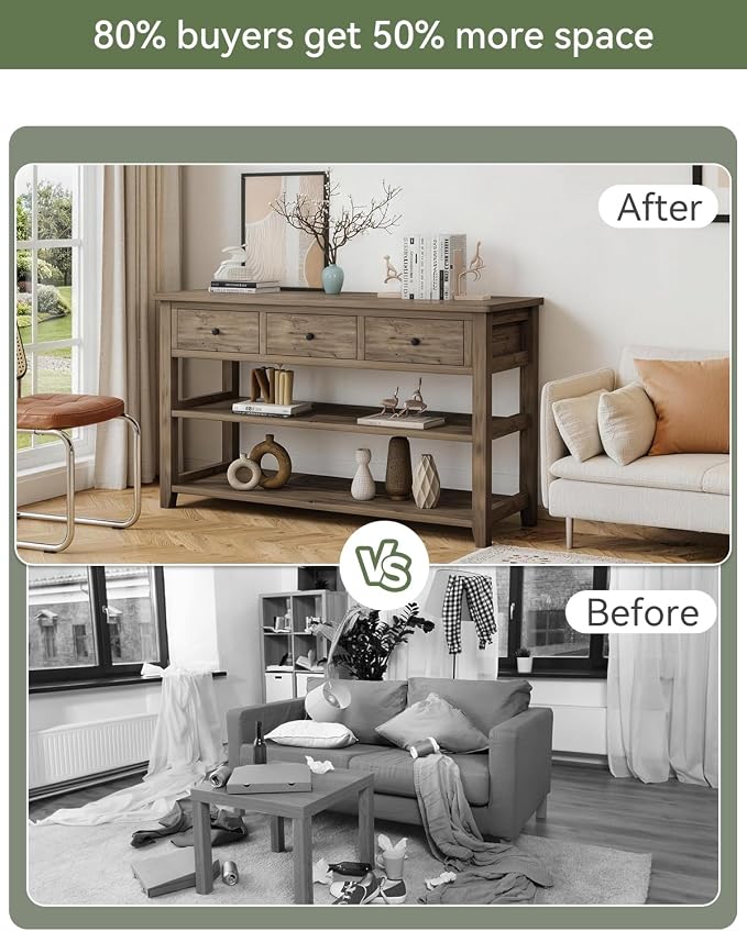 Karl home Console Table with 3 Drawers, Living Room - Image 3