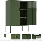 Metal Storage Cabinet, 2 Door TV Stand, Metal Mesh Accent Cabinet, Magnetic - Image 4