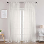 Chyhomenyc Extra Long Ivory Sheer Curtains 108 Inches Long 2 Panels, Light by Chyhomenyc