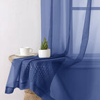 Royal Blue Sheer Curtains 78 Inches Long 2 Panels Set, Privacy Light Filtering - Image 4