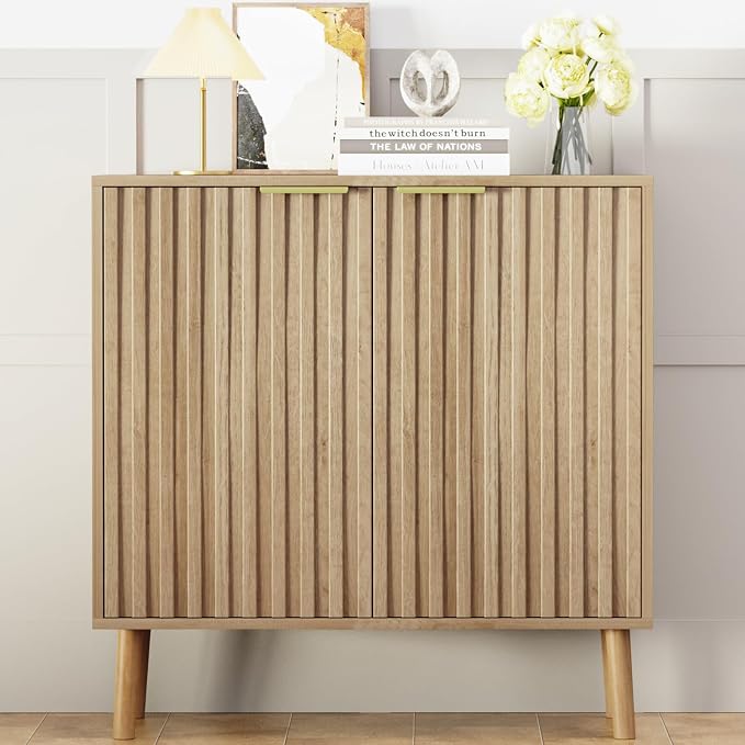 Vrullu Fluted Storage Cabinet, Free Standing Buffet, Wood Sideboard, Dining Room - Image 7