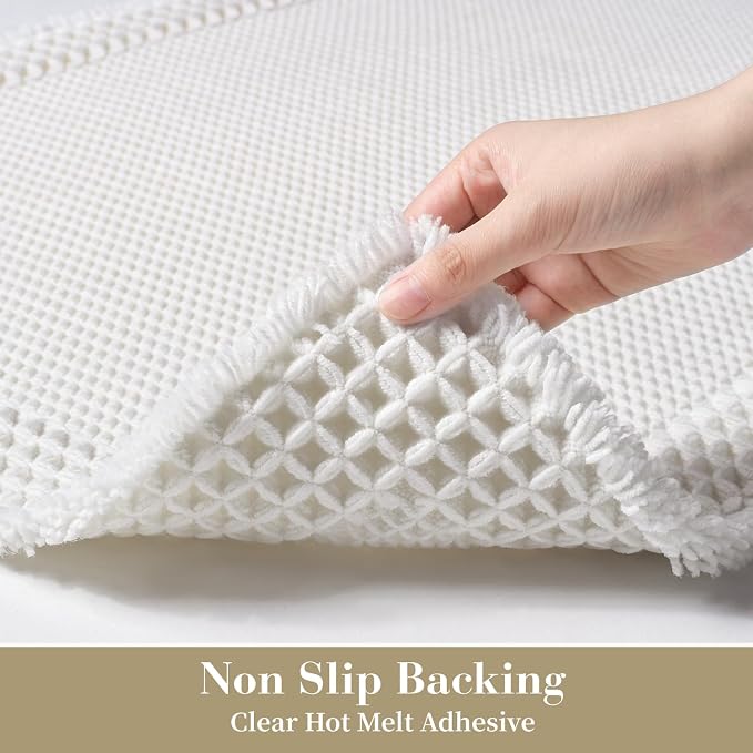 RESARE Waffle Bath Mat for Bathroom, Non Slip Bathroom Rugs 18"x30" White | - Image 4