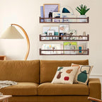 AZSKY Nursery Book Shelves Deep Walnut Wall Mount Floating Book Shelf - Image 2