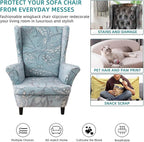KRFOONN Velvet Wing Chair Slipcovers 2 Piece Stretch Printed Wingback Chair - Image 6
