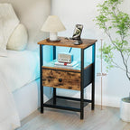 LOAKEKEL Nightstand with Charging Station, End Table with Fabric Drawer - Image 8