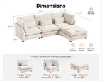 115" Oversized Chenille Couch Modular Sectional Sofa, Washable Cloud Couch - Image 2