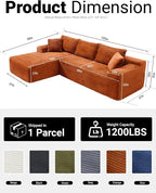 Cloud Sectional Couch, Corduroy Boneless Couches - Image 2