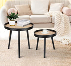 Rattan Round Side Table, Accent Table, Modern Boho Bedside Table, Mid-Century - Image 2