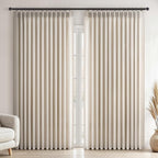 Topfinel 108 Inch Pinch Pleated Linen Curtains 2 Panels, Oatmeal Semi Sheer by Topfinel