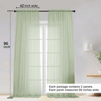 Sheer Curtain 96 Inch Long 2 Panels Set, Light Filtering Clear Rod Pocket Soft - Image 2