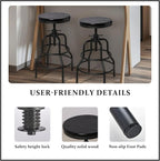 LOKKHAN Vintage Industrial Bar Stool-Rustic Swivel Bar Stool-Round Walnut Wood - Image 5