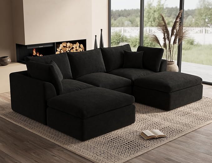 ohllob 110" U Shaped Couch, Cloud Sectional Couches by Ohllob