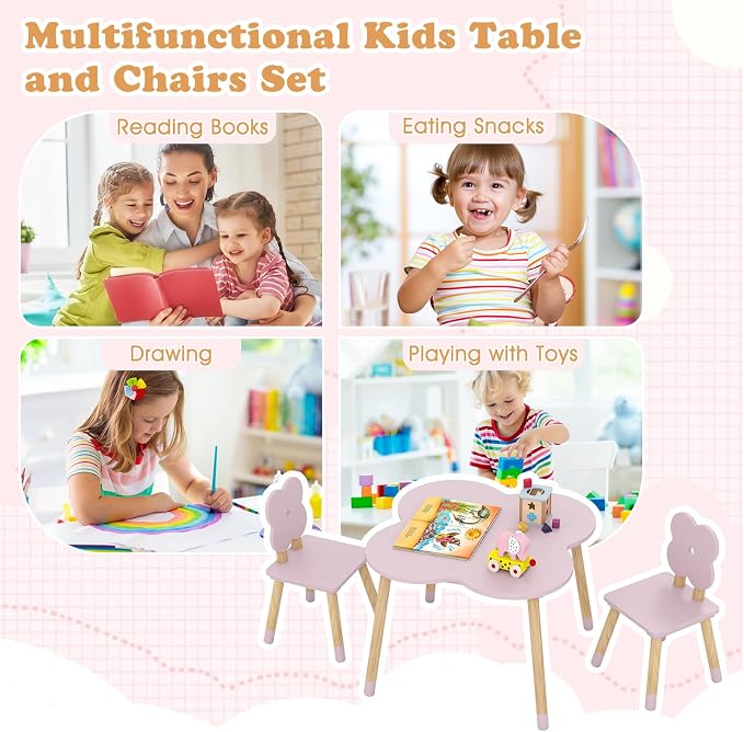 Costzon Kids Table and Chairs, Wooden Toddler Desk Set - Image 7