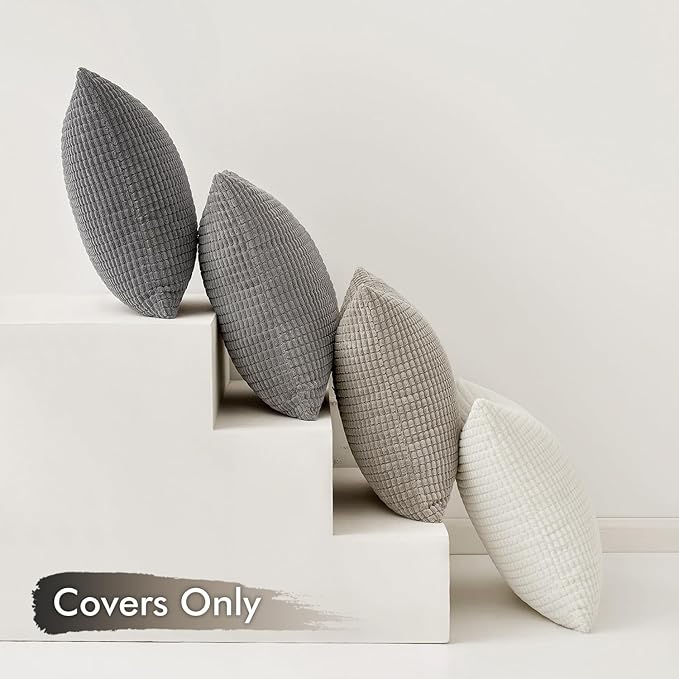 MIULEE Timeless Neutral Euro Sham Pillow Covers 24x24 Set of 4 Mid Century - Image 5