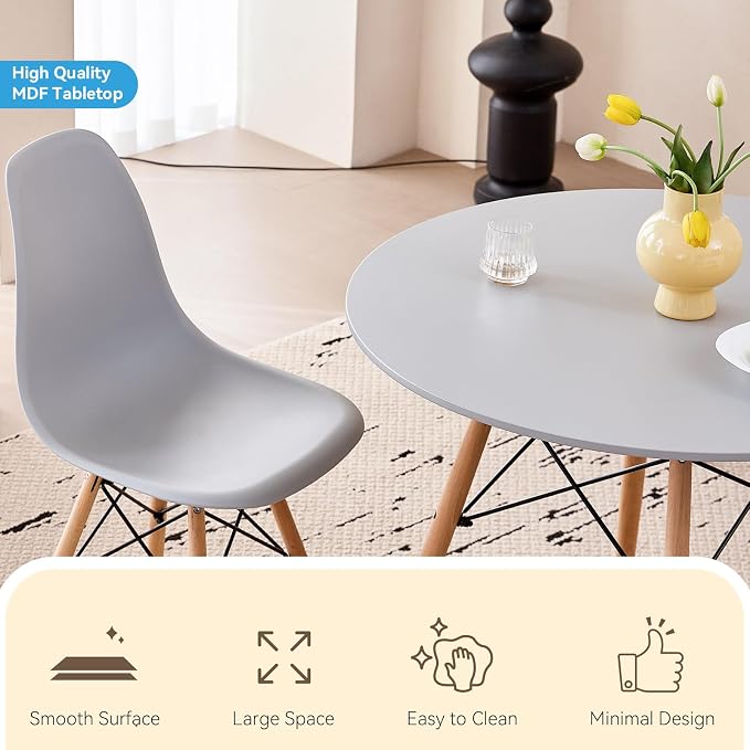 5-Piece Round Dining Table Set, Small 35.5" Kitchen Table Chairs Set of 4 Space - Image 3