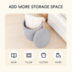 PINPLUS Ottoman with Stroage Round Boucle Ottoman and Tray Sherpa Removable - Image 5