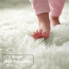 Amdrebio Cream Ivory White Small Round Fluffy Rug 3Ft - Image 2