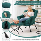 MBOOYOME Lazy Chair with Folding Ottoman, Modern Accent Armchair with Armrests - Image 4