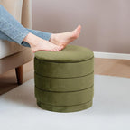 15" Upholstered Round Velvet Ottoman - Image 5