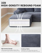 108 Inch Cloud Sectional Couch, Modern Modular Sectional Sofa - Image 3