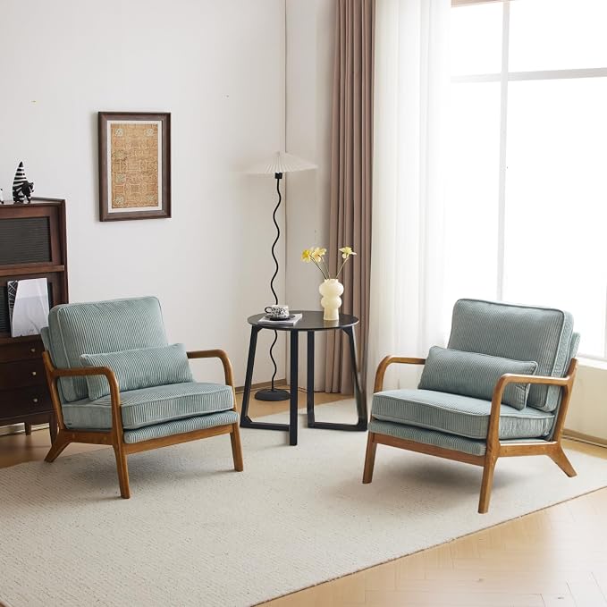 Karl home Mid-Century Modern Accent Chair, Living Room Chairs - Image 7