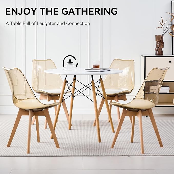 5-Piece Round Dining Table Set, Small Kitchen Table Chairs Set of 4 Space - Image 8