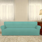 PureFit Stretch Couch Covers for Sofa 4 Seater Slipcovers Cyan | 1-Piece Sofa - Image 2
