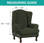Turquoize Wingback Chair Covers 2 Piece Wing Chair Slipcover Stretch Slipcovers - Image 5