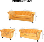 QHITTY 3 Piece Living Room Set, Sectional Chesterfield Sofa Chair Contemporary - Image 2