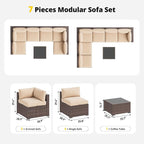 Aoxun Patio Furniture Set, 7 Piece Outdoor Sectional Sofas - Image 7