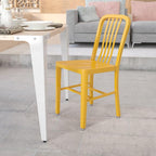 Flash Furniture Commercial Grade Yellow Metal Indoor-Outdoor Chair - Image 2
