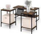 Furinno Simplistic Coffee Table and End Table Set of 3, Modern Metal Frame - Image 4