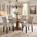 HomePop Classic Parsons Dining Chair -Gray Linen Artistic Floral Print - Image 4