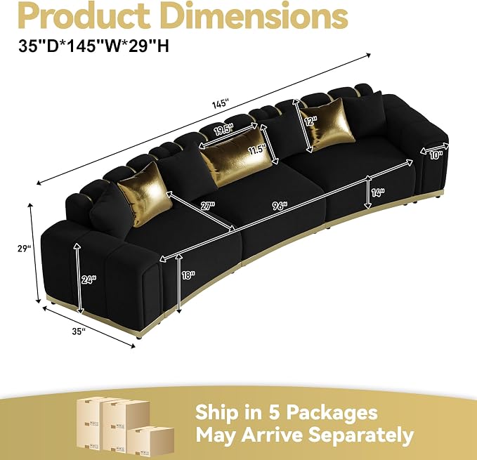 145" Oversized Velvet Chesterfield Sofa Sectional Couch - Image 2