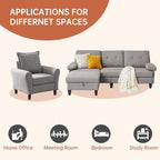 2PCS Sectional Sofa Set with Ottoman, Modern Linen 4 Seater Couch Set with Side - Image 5