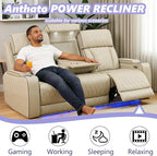 Power Recliner Sofa Couch with LED, Breathing Leather Reclining Couch, Living - Image 3