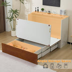 VINGLI Full Murphy Bed with Storage Drawer, 2 Charging Station, Rustic & - Image 4