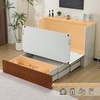 VINGLI Queen Murphy Bed with Storage Drawer, 2 Charging Station, Rustic & - Image 4